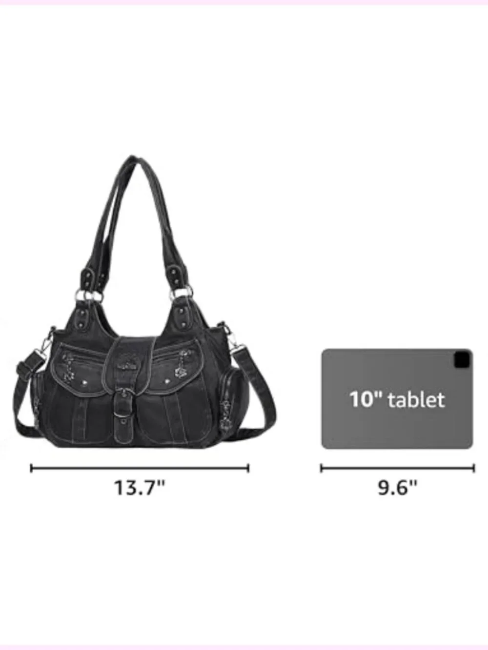 Vegan Leather Hobo Shoulder Bag Tote Purse with Crossbody Strap